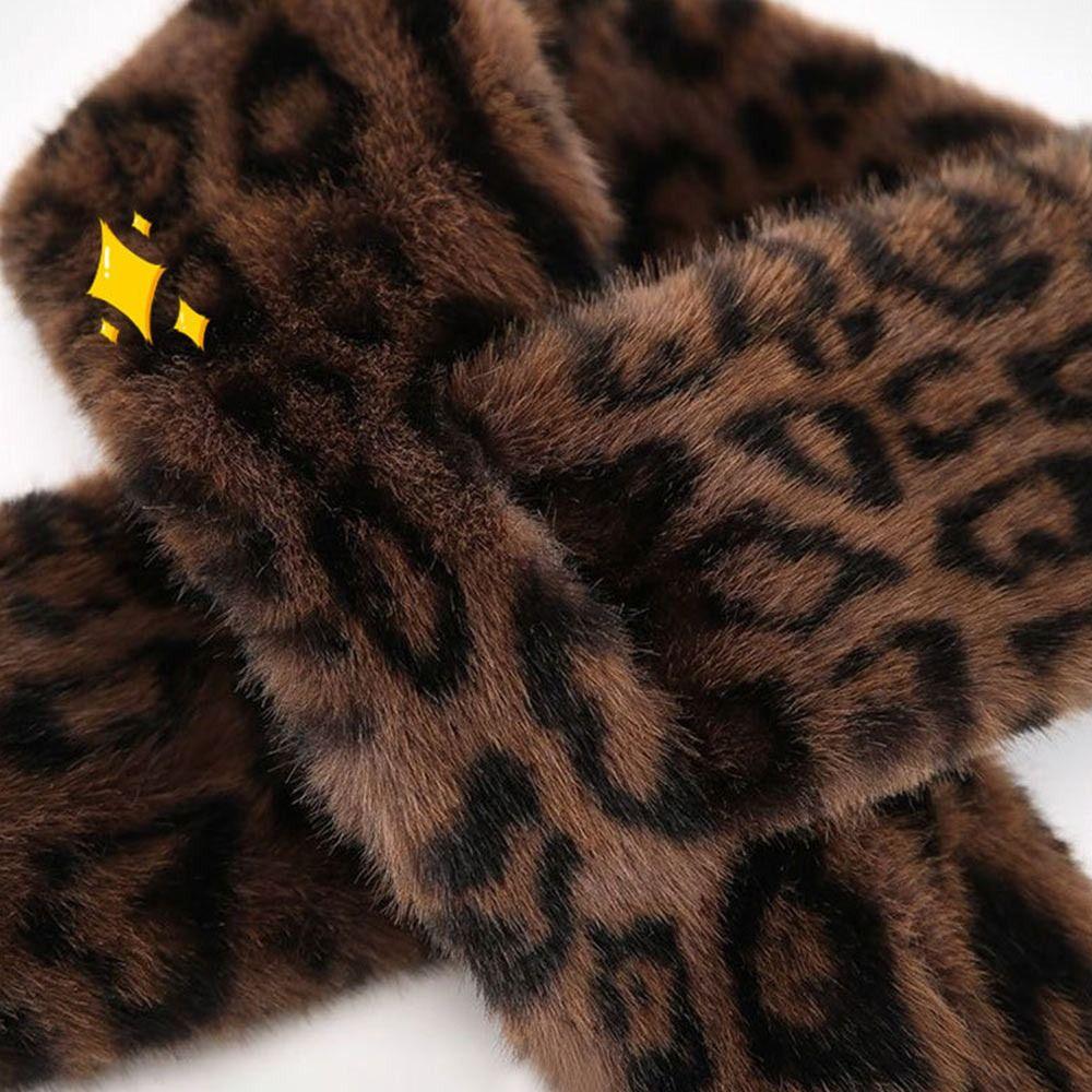 Soft Leopard Print Scarf Windproof Winter Scarf Outdoor Cross Scarf Women's Wear