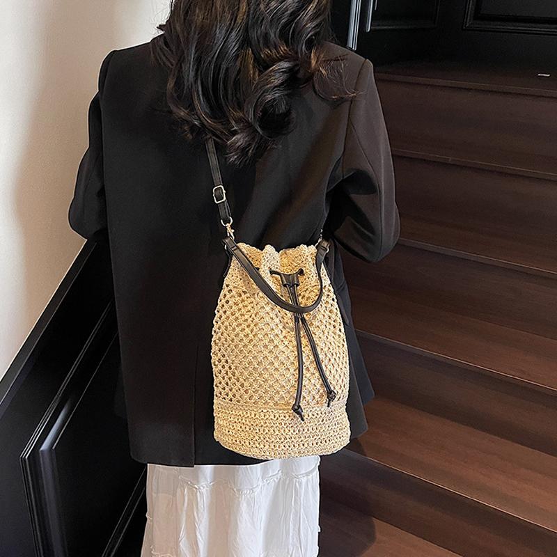 Vintage Summer Women Hand-Woven Rattan Straw Beach Wicker Crossbody Bags Female Handbag Purse Clutch Shopping Bags