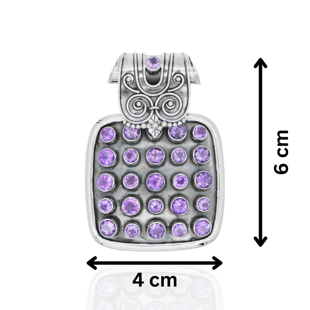 Natural Amethyst Pendant: Oxidized Sterling Silver Antique Jewelry