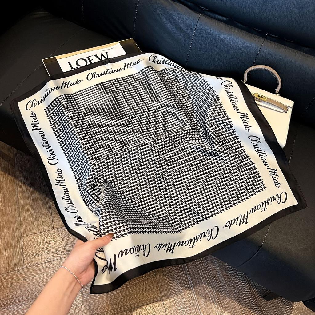 Геометрический колор-блок квадратный шарф из искусственного шелка женский атласный платок шаль обертывание хиджаб женская повязка для волос роскошная головная косынка эшарп