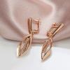 Gold Color Long Leaf Drop Earrings for Women for Women Geometric Zircon Earrings Vintage Bridal Wedding Fine Jewelry