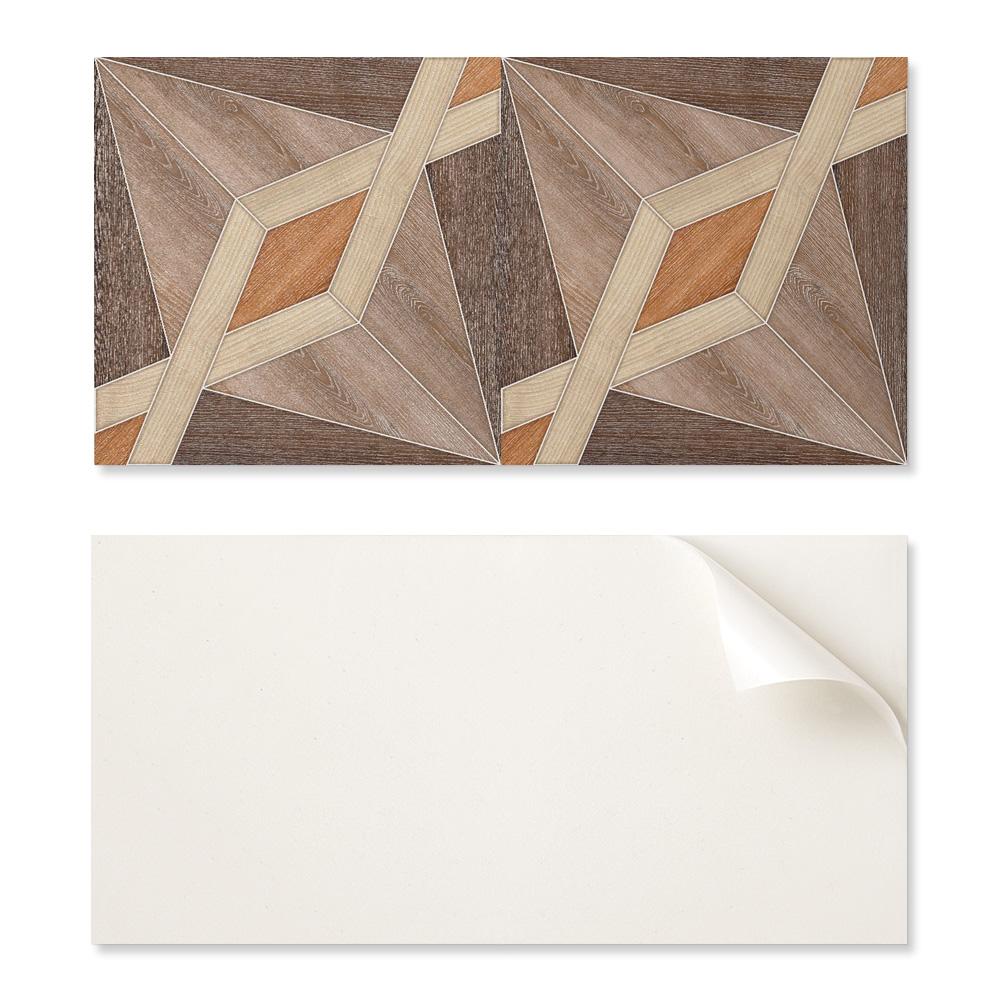 Panel Z Nadrukiem Winylowy Samoprzylepny 100X50 Cm Wzór Geometryczny Z Drewna