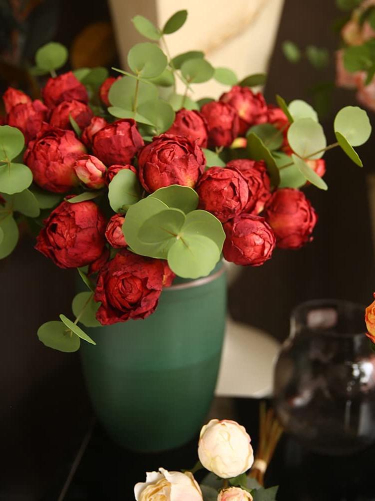 2 букета, винтажные пионы с длинным стеблем, шелковые цветы для свадебного украшения, букет невесты, цветы, поделки, цветочная композиция