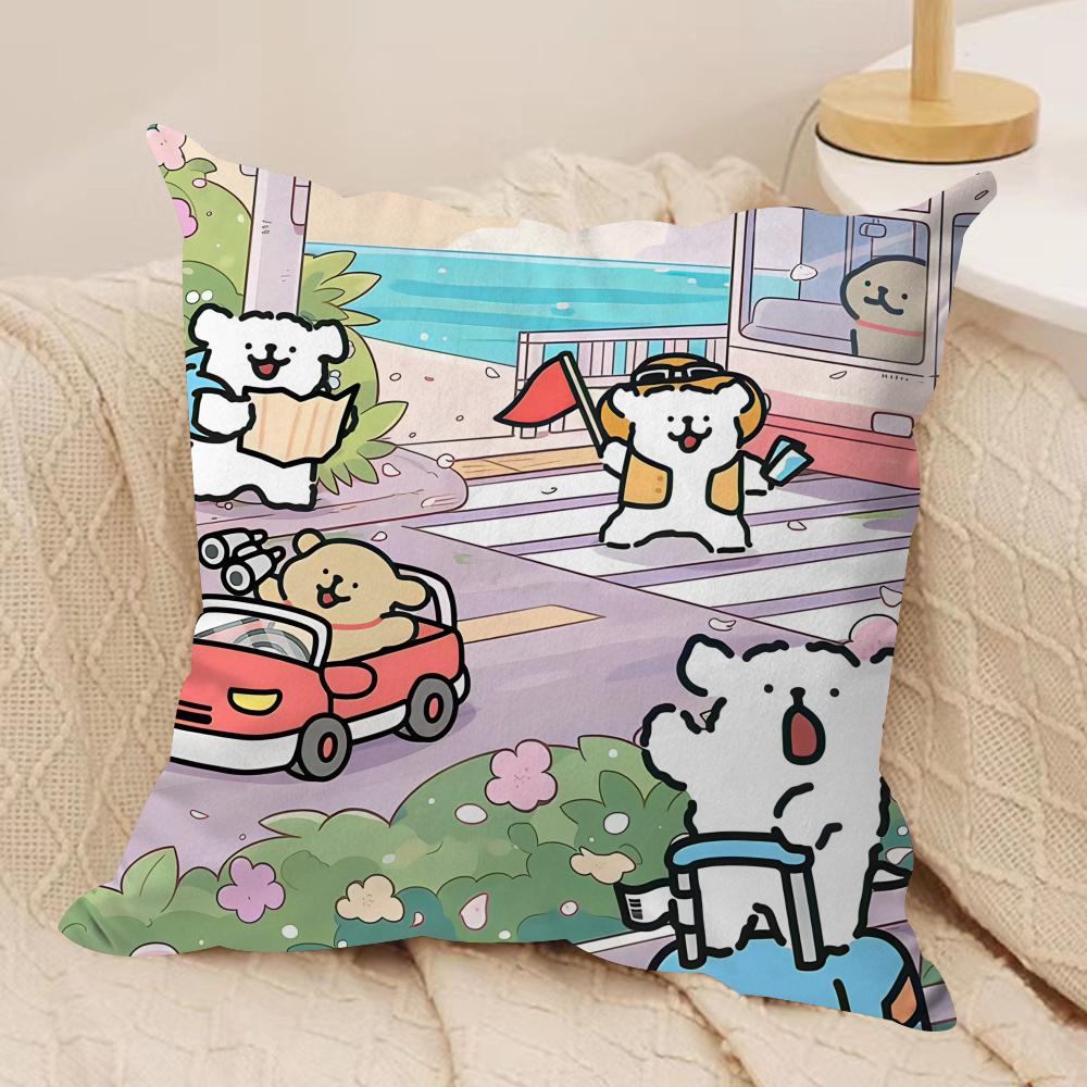 cute girl Korean Line Ppuppy Cushion Cover Silky Short Plush Invisible Zipper Dustproof Sofa Pillow Case For Home Decor