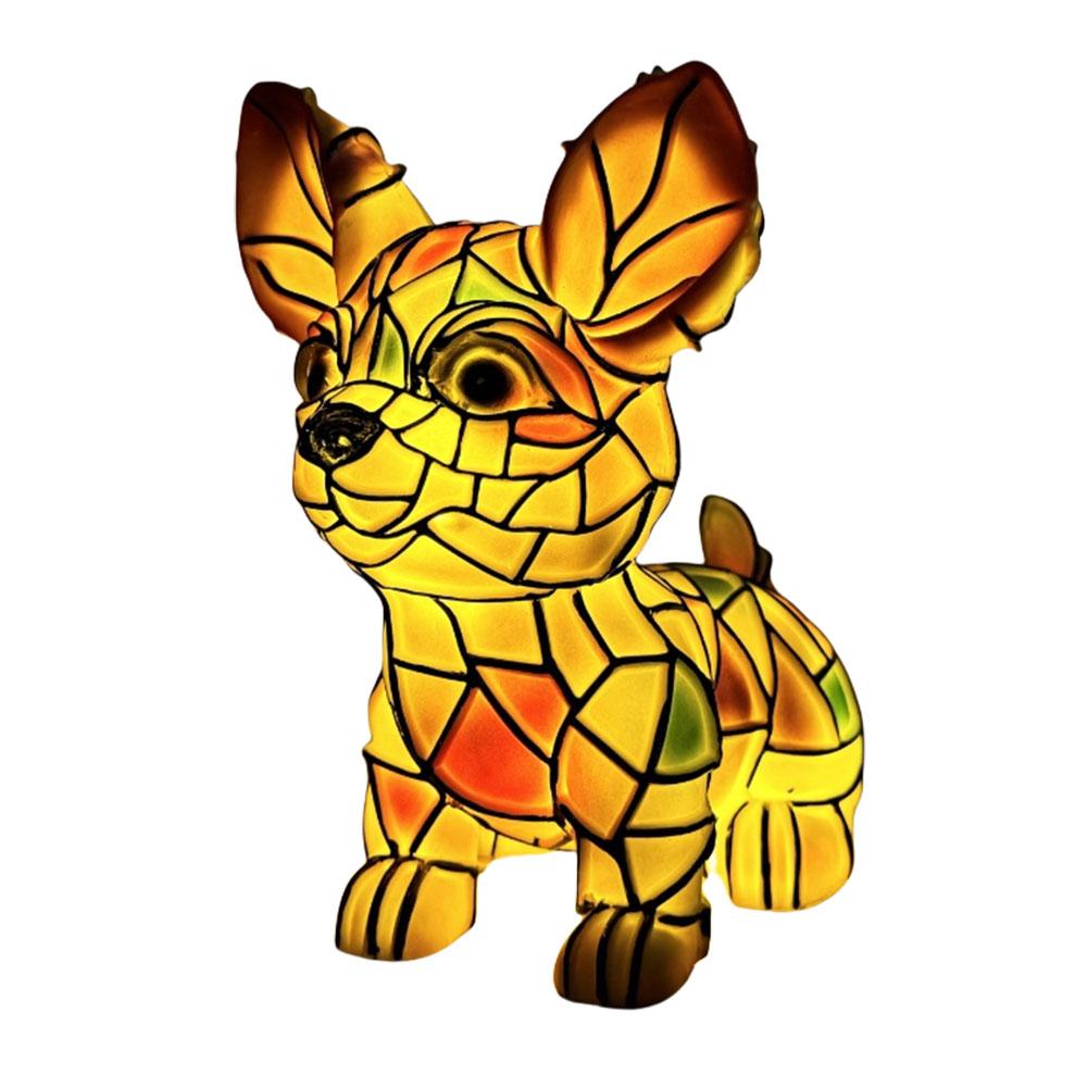 Кошачья лампа Анималистическое искусство Смола Настольная лампа Красочная Винтажная Витражная Французский бульдог Корги Мейн-кун Светодиодный ночник Подарки