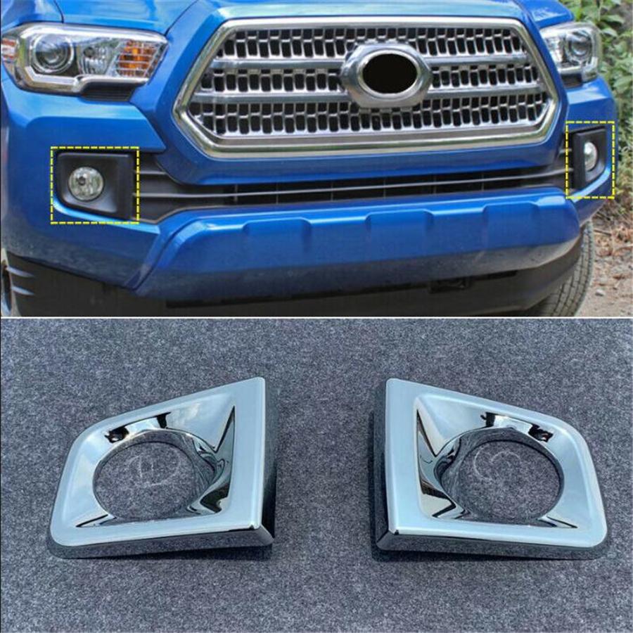 2PCS ABS Chrome Front Fog Light Cover Trim Fit For Toyota Tacoma 2016 - 2019