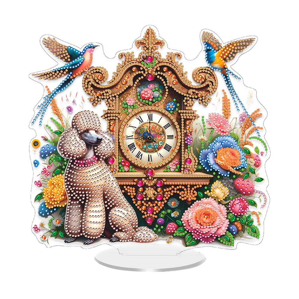 Acrylic Special Shape Flower Bird DIY Crystal Diamond Clock Diamond Painting Clock Handicraft Diamond Painting Clock for Desktop