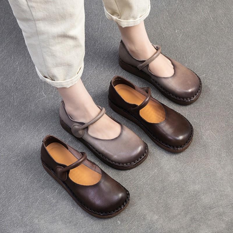 Fashion GKTINOO 2025 Spring New Soft Soled Genuine Leather Retro Flat Shoes Comfortable Lightweight Commuting Women's Shoes