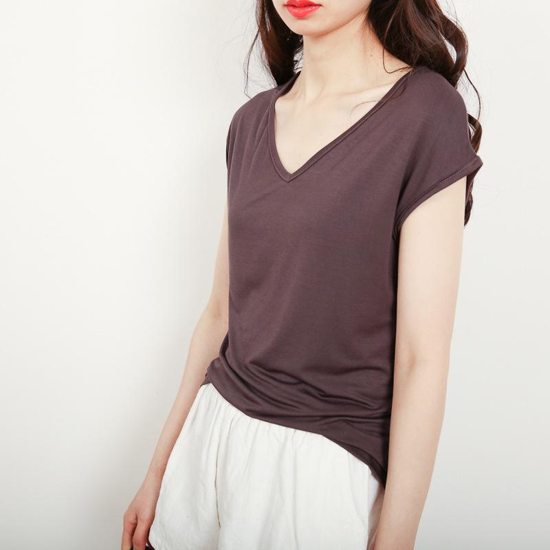 Sleeveless V-Neck Slim-Fit Modal T-Shirt for Women - Summer 2024 Korean Style