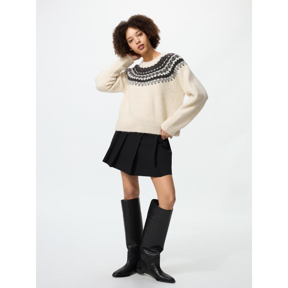 Uniqlo Пушистый свитер с круглым вырезом в стиле Fair Isle