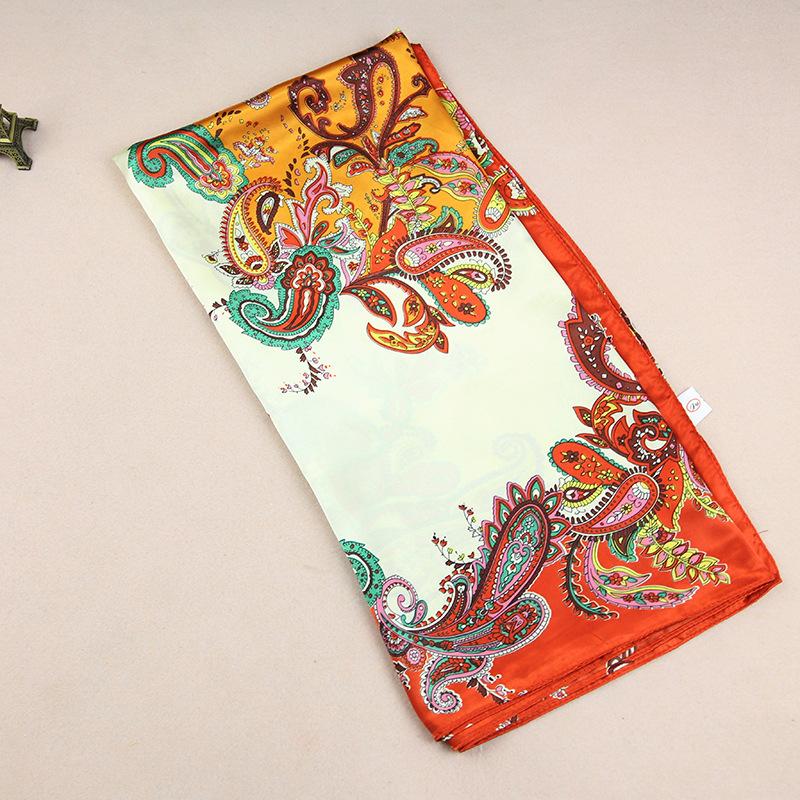 Новый атласный женский шарф, шелковый шарф с принтом, модный пляжный большой квадратный шарф, солнцезащитный крем, шаль от солнца