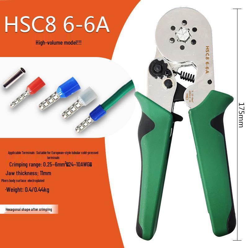 Hexagonal Mini Ratchet Crimping Pliers Set HSC8 6-6 for European Terminals