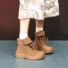 2024 Обувь Женская На шнуровке Женские Ботинки Зимние Круглый Носок Замша Однотонные Короткий Голенище Низкий Каблук Женские Ботинки Zapatos De Mujer