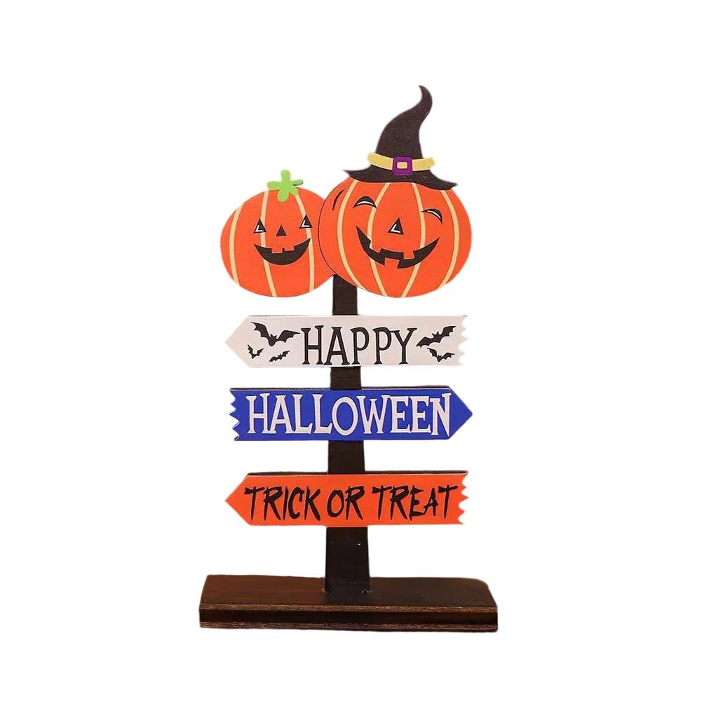 Halloween Decorations Desktop Ornaments Wooden Pumpkin Table Small Ornaments Atmosphere Layout New Scene Props Table