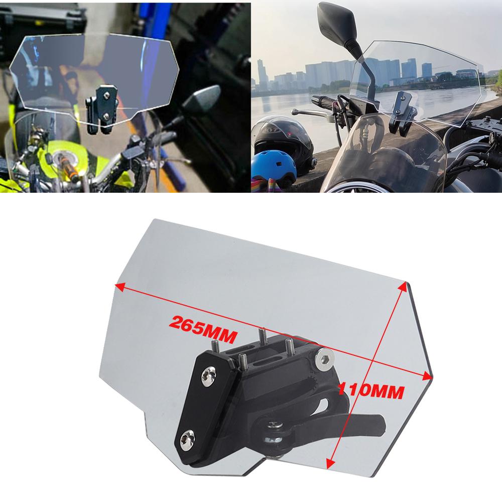 Universal Motorcycle Windshield Extension Adjustable Spoiler Clamp-On Windscreen Deflector Suitable For All Motorcycle Models