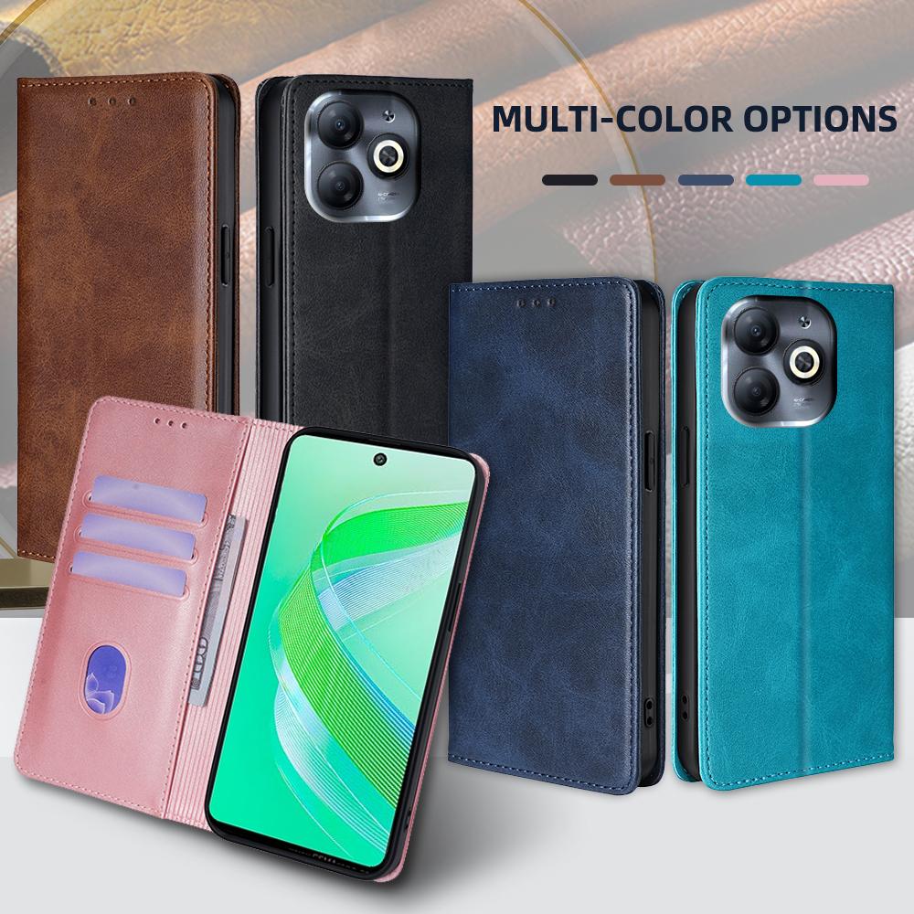 Чехол-книжка для бизнеса Infinix Smart 8, магнитный кожаный чехол для Infinix Smart 8 7, защитный чехол для телефона HD, слоты для карт, кобура