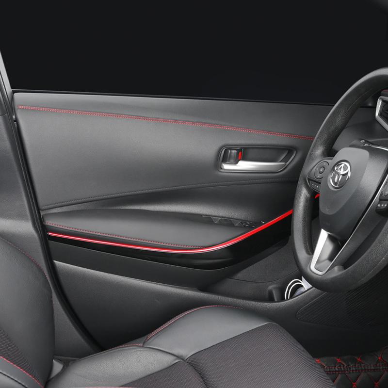 Автомобильная внутренняя молдинговая отделка самоклеящаяся панель приборов искусственная кожа декоративная полоса красный синий DIY оплетка полоса наклейки для украшения автомобиля