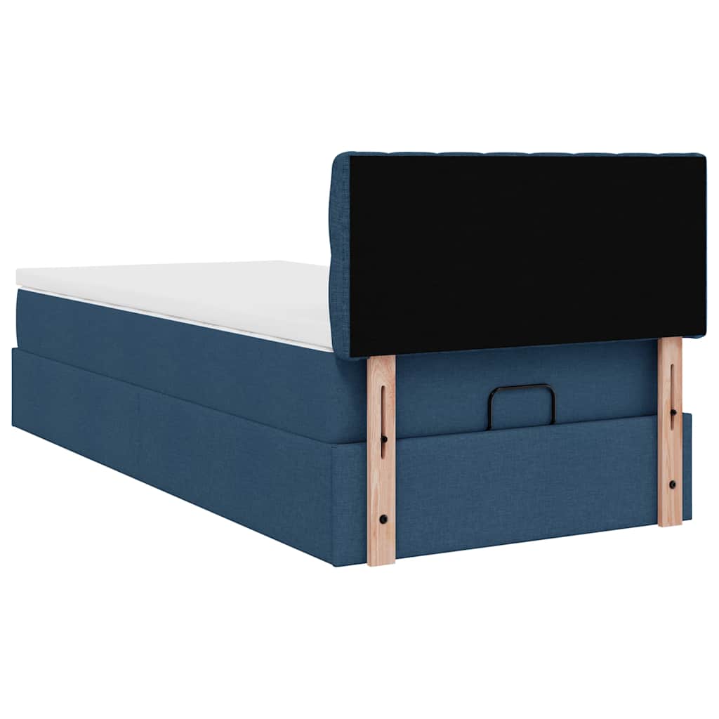 Ottoman Bed with Mattress Blue 90x190 cm Fabric