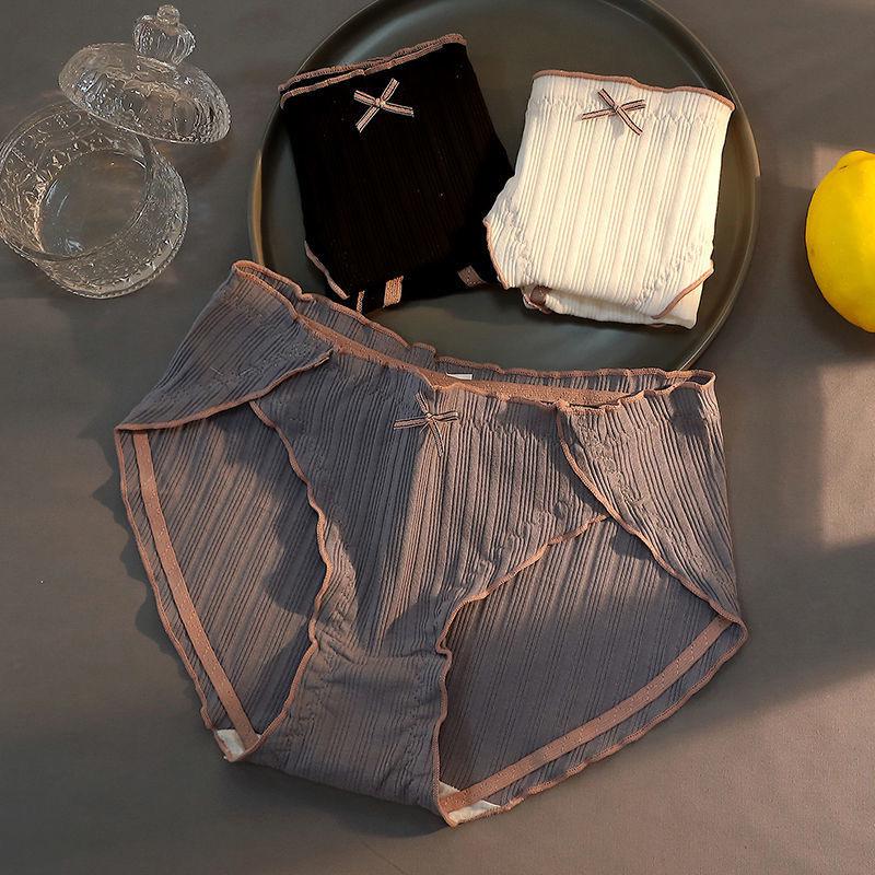 Корейские бесшовные женские трусы-бикини большого размера из чистого хлопка со средней талией, дышащие, для студентов