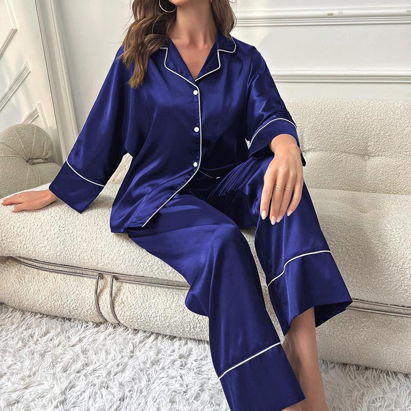 Пижамы из искусственного шелка, женские осенние и зимние пижамы с длинными рукавами, комплект домашней одежды, можно носить снаружи