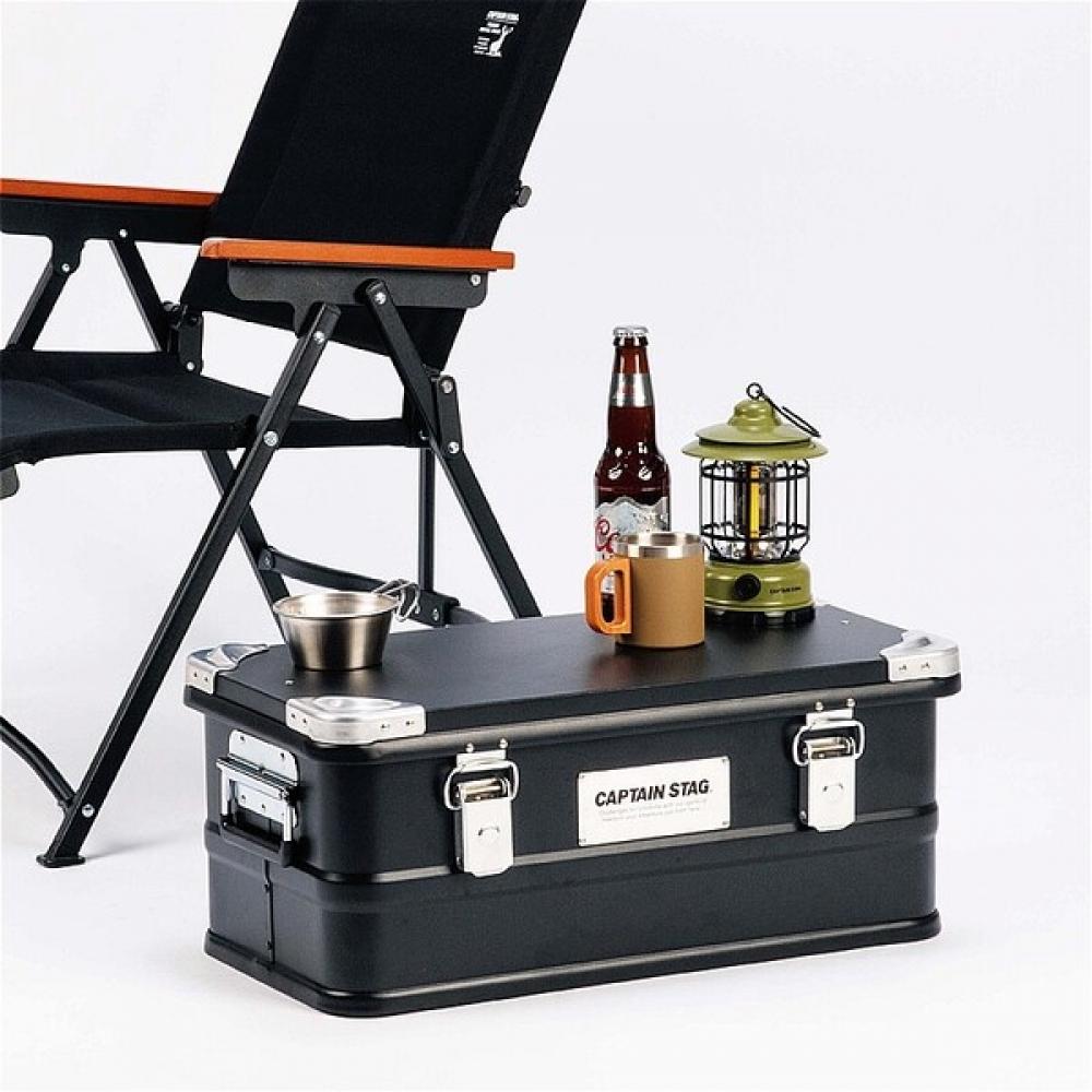 Captain Stag Outdoor Container Black Aluminum Box 30l With Handle Stacking Uw 1549