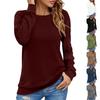 Women's Shirt Round Neck Casual Fashion Solid Color Long Sleeve