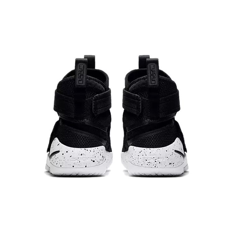 Nike Zoom Soldier 11 Круглый носок Плоская подошва Нескользящие Амортизация Высокий верх Детские баскетбольные кроссовки Детские баскетбольные кроссовки Черные Белые AJ6985-002