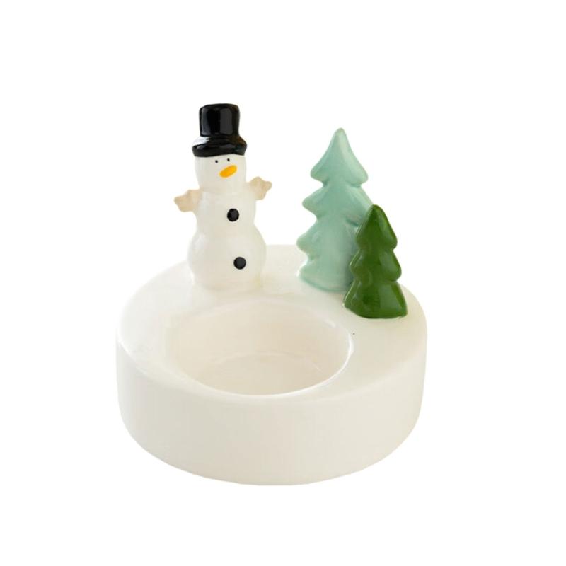 Christmas Ceramic Candlestick Decorative Stand Holiday Table Centerpeice