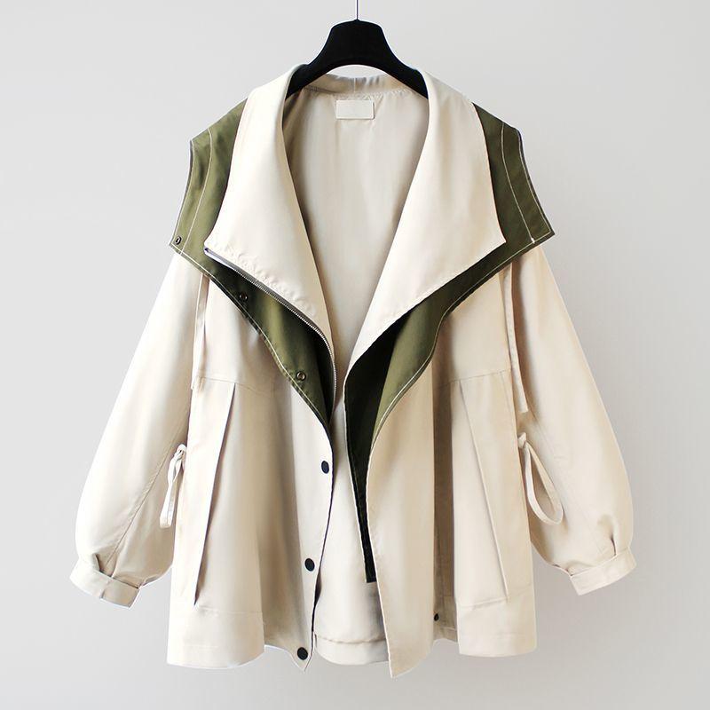 Receive Waist Medium Long Windbreaker Women Spring And Autumn Casual Fashion Tooling Coat