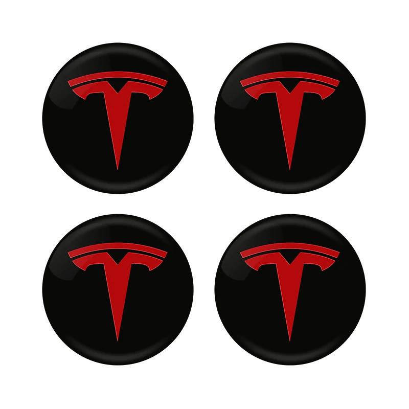 4PCS 56MM Wheel Hub Cap Sticker Car Caps Rim Stickers Badge Cover Decoration For Tesla Model Y 3 S X Roadster