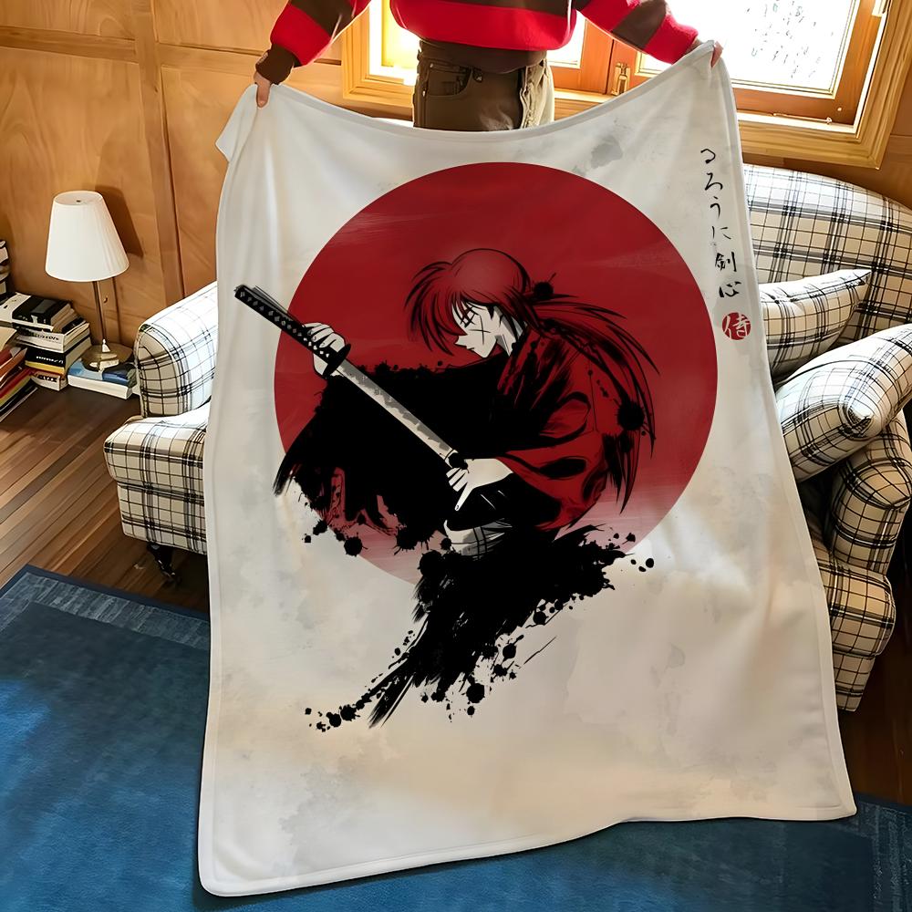 Аниме R-Rurouni K-Kenshin Плед с принтом, Фланелевый, Уютный, Портативный, Прочный, Машинная стирка, Милый, Крутой