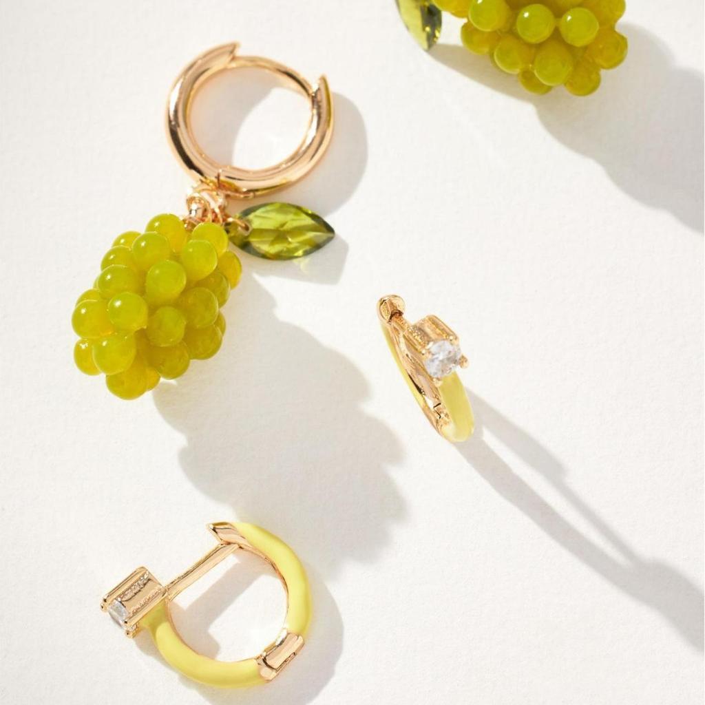 Niche Design Sense Color Zircon Fruit Earrings Stainless Steel Quality Assurance Color