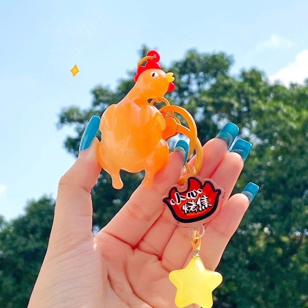 Roast Chicken Detect UV Color Change Bread Pendant Cartoon Toast Pretzel Keychain  Backpack Decor