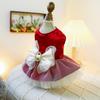 Trendy Dog Dress with Mesh Details Elegant Bow-decorated Pet Princess Dress with Traction Ring for Comfortable for Summer