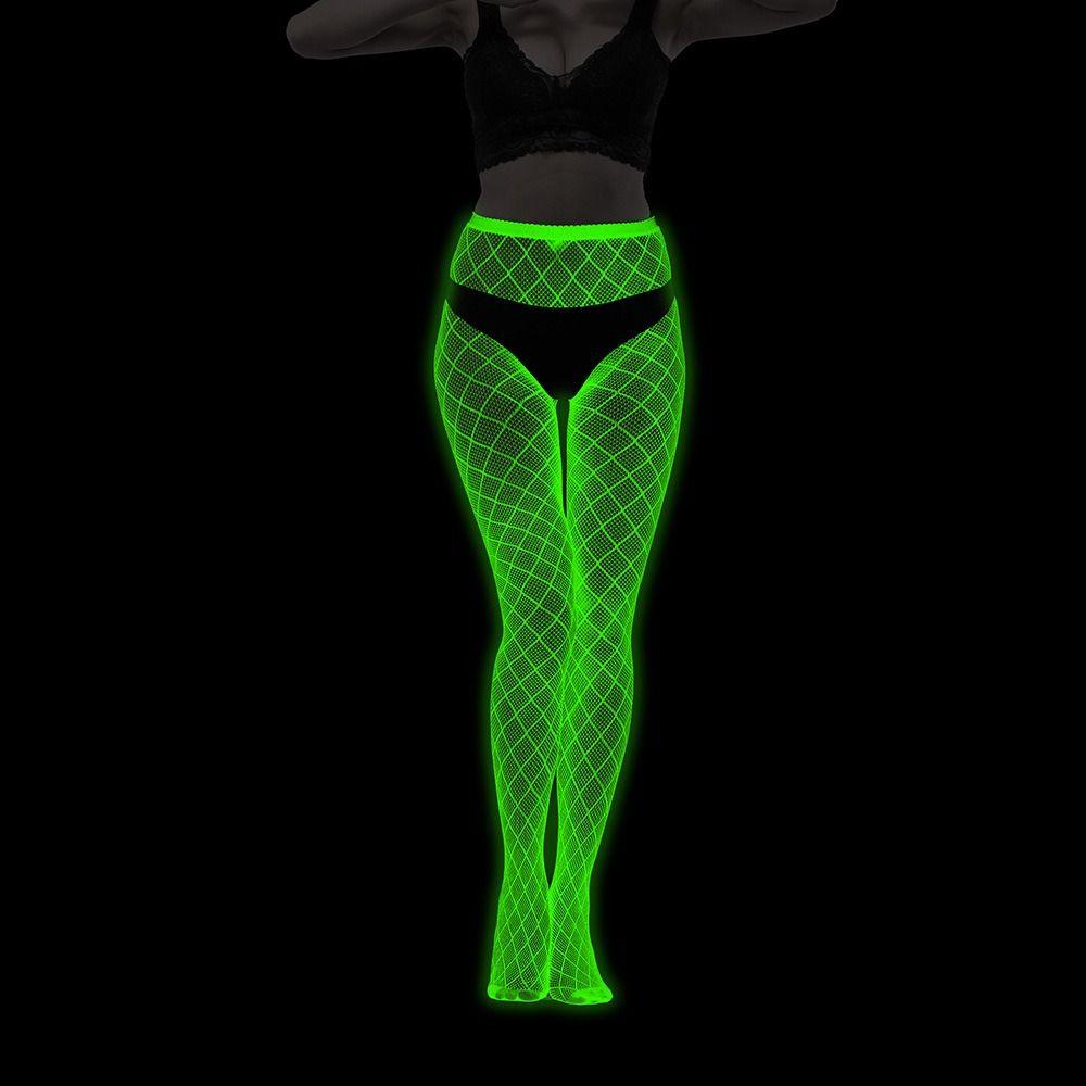 Модные спандексные колготки Fishnet, светящиеся в темноте, нейлоновые, ноктлюцентные, ноктлюцентные блестящие колготки для женщин
