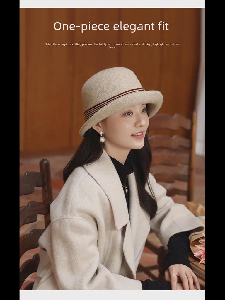 2023 Korean Style Women's Wool Felt Basin Hat - Autumn/Winter Fashion