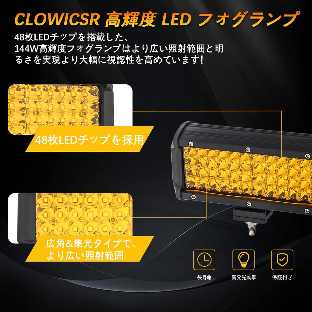 CLOWICSR Фара противотуманная высокой яркости, Светодиодная рабочая фара, Палубный свет, Рабочий свет, Желтый (3000K)