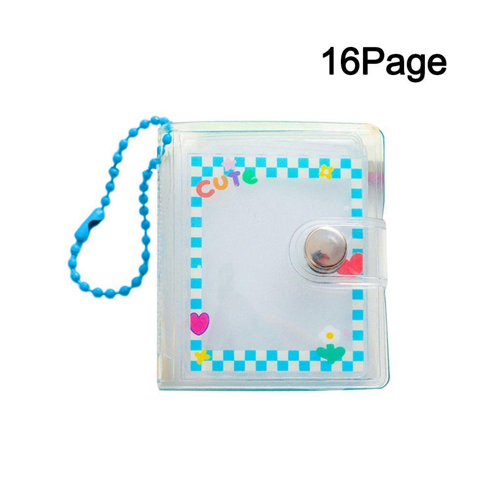 2 Inch Mini Photo Album Snap Button Design Backpack Keyring Photo Card Holder Portable Name Card Book Cartoon Transparent Album