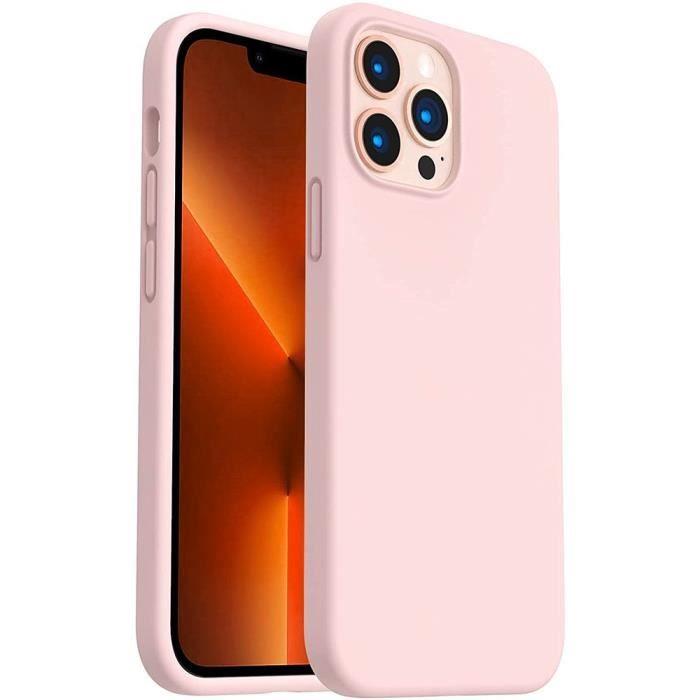Coque - Silicone - pour iPhone 13 Pro - Rose - Antidérapante - 2 Verres Trempés