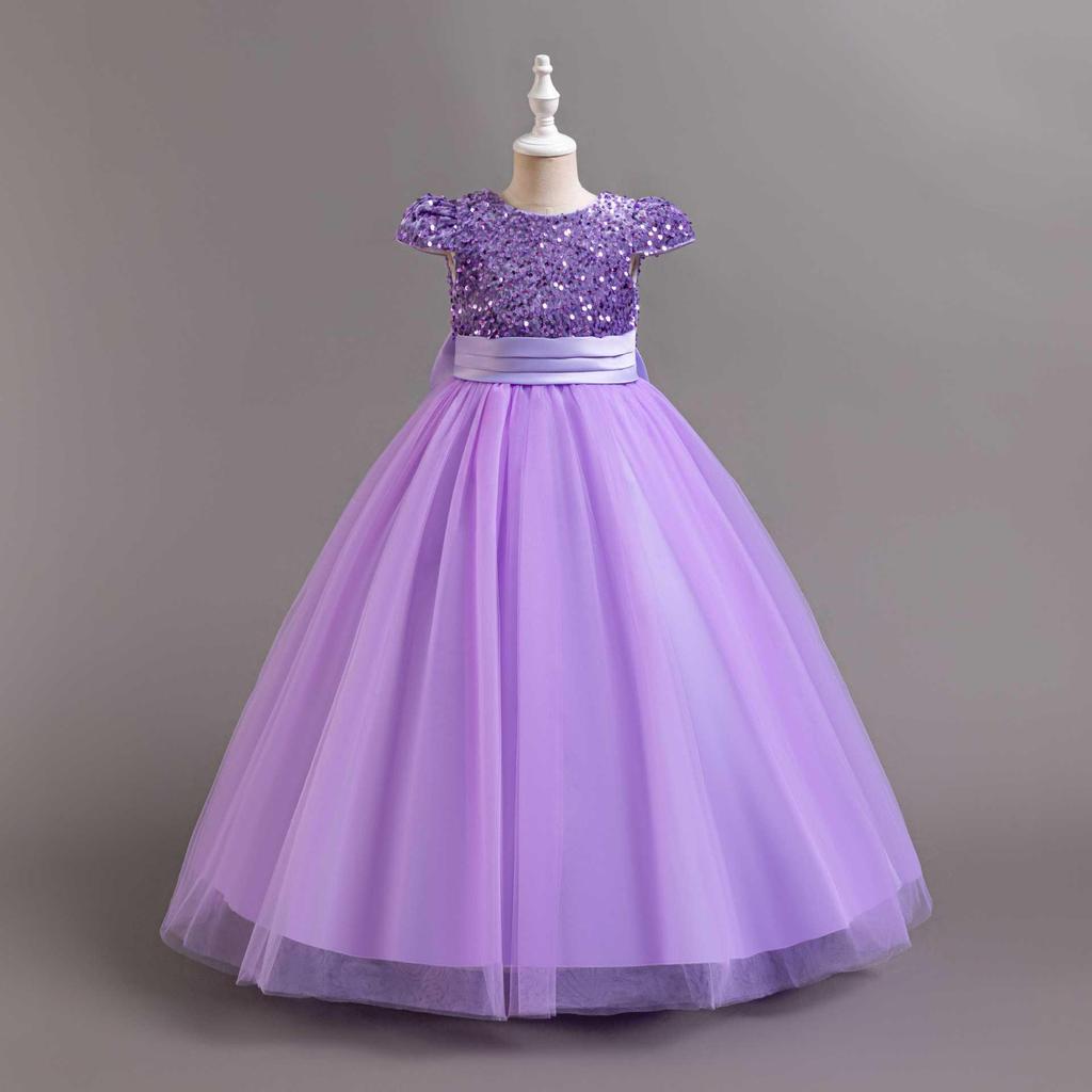 Девичье вечернее платье принцессы с пайетками 2025