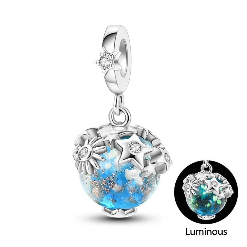 Copper Luminous Elf Glass Insect Planet Wish Bottle Pendant Fit Original Bracelet Diy Jewelry Original Design