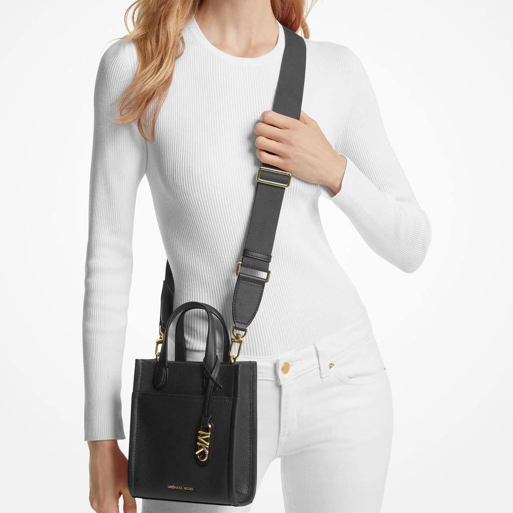 Michael Kors MK Gigi Сумка-тоут на регулируемом плечевом ремне с логотипом, из натуральной и искусственной кожи, сумка через плечо, женские сумки, Черный 32R4G3GC4L-BLACK