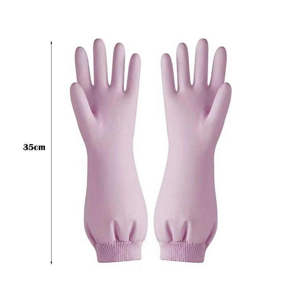 Waterproof Fleece Gloves Durable Dishwashing Gloves Long Cuff Kitchen Gloves  Household