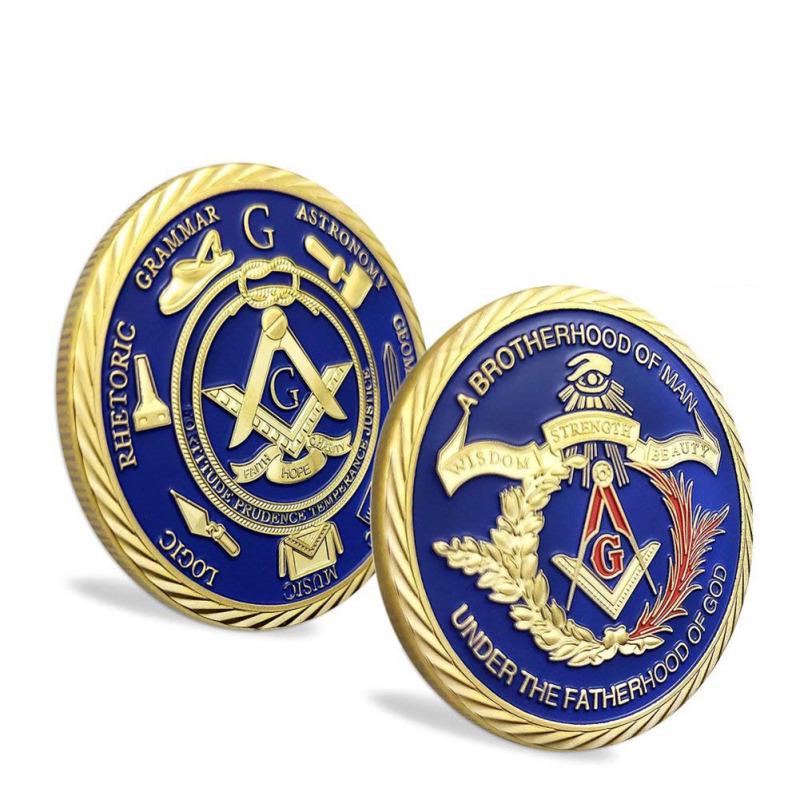 Масонские рабочие инструменты, знак масонских аксессуаров, монета масонского вызова