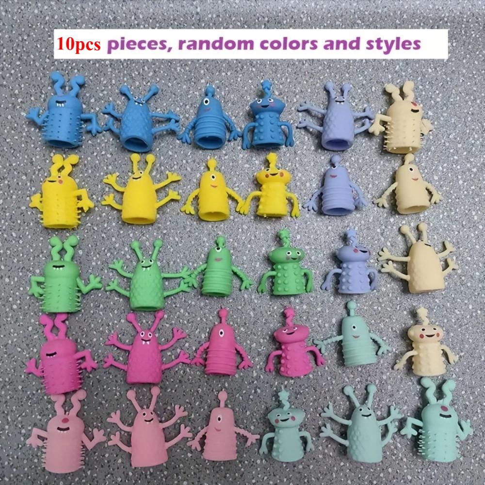 1/10 Pcs Finger Puppets Toys Funny Colorful Monster Stretchy Soft Rubber Finger Doll Toys for Children's Party Favors