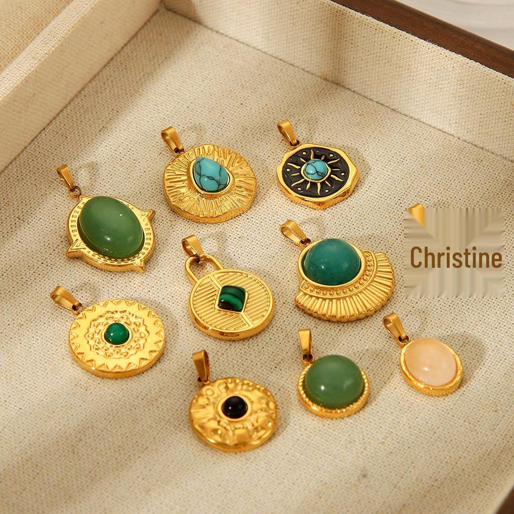 European American Style Light Luxury Natural Stone Titanium Steel Pendant Jewelry Accessories