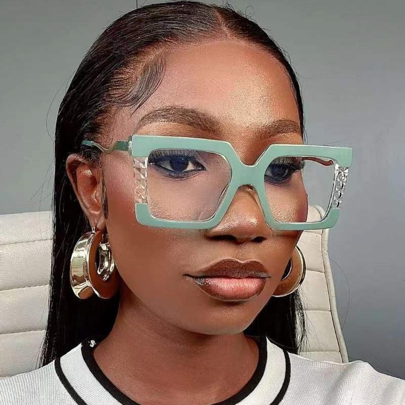 Vintage Big Frame Anti Blue Light Square Glasses Women Luxury Brand Designer Trendy Optical Frames Sexy Lady