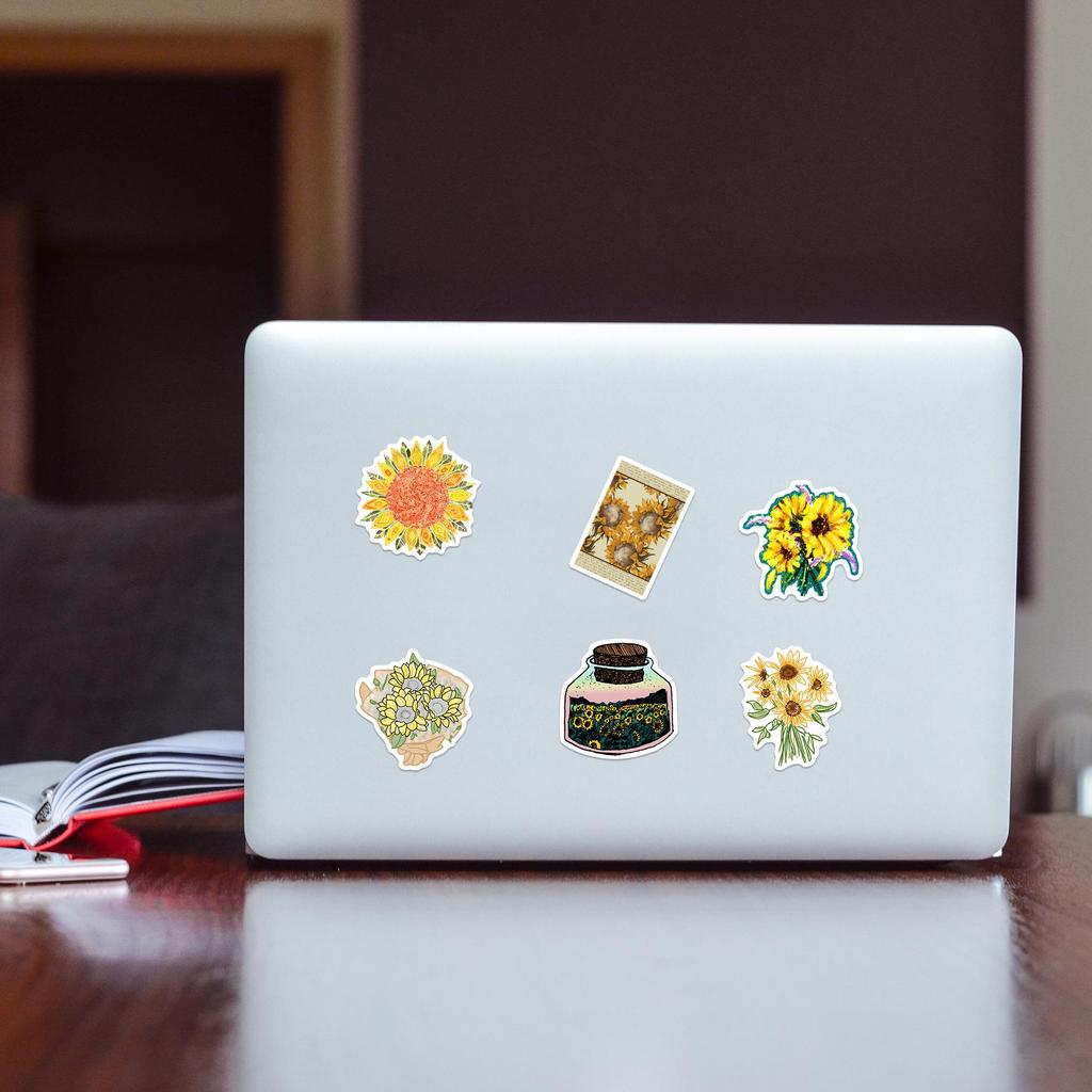 50 шт. Стикеры с граффити подсолнуха для DIY декора: Милые наклейки для канцелярии и чемоданов на растительную тематику