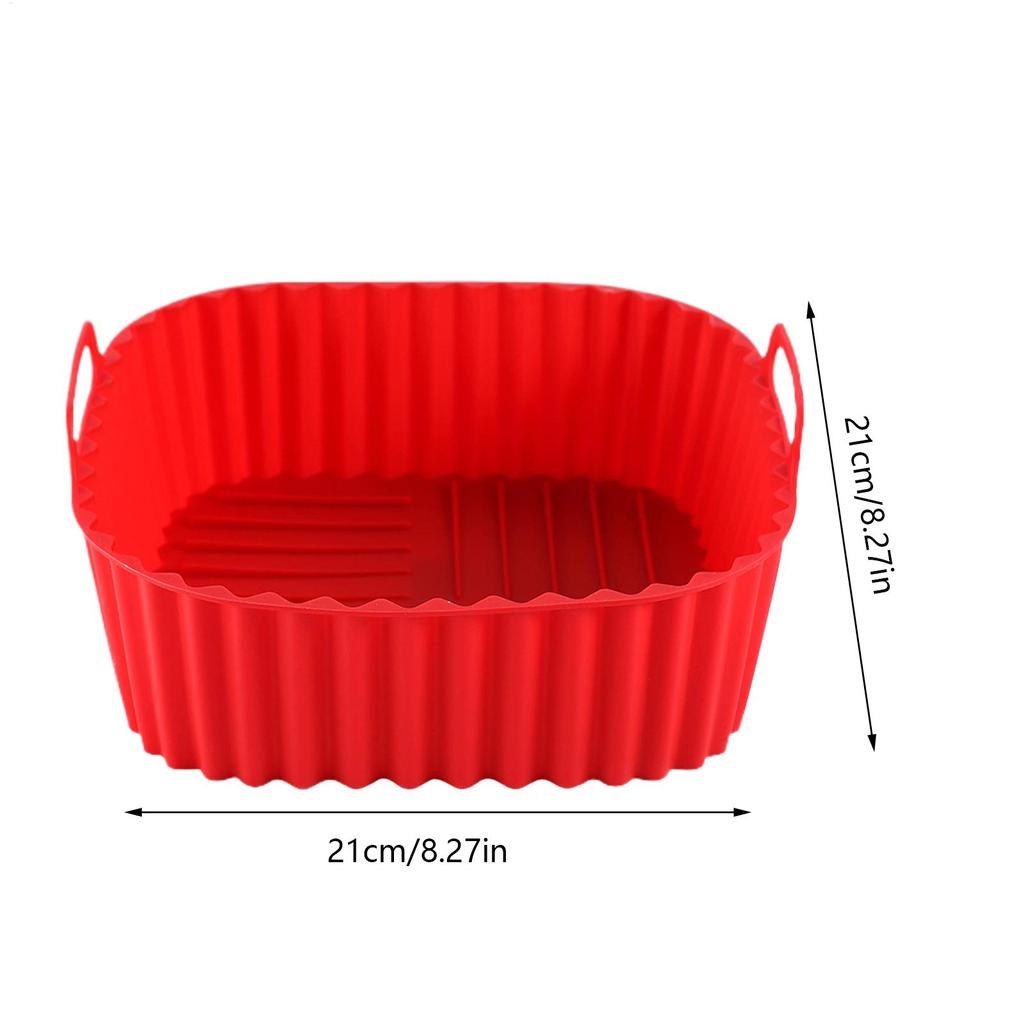 21x21cm Reusable Air Fryer Liners Silicone Square Air Fryer Oven Plate Non-stick Baking Tray for Pizza Fried Chicken Fries  Cake