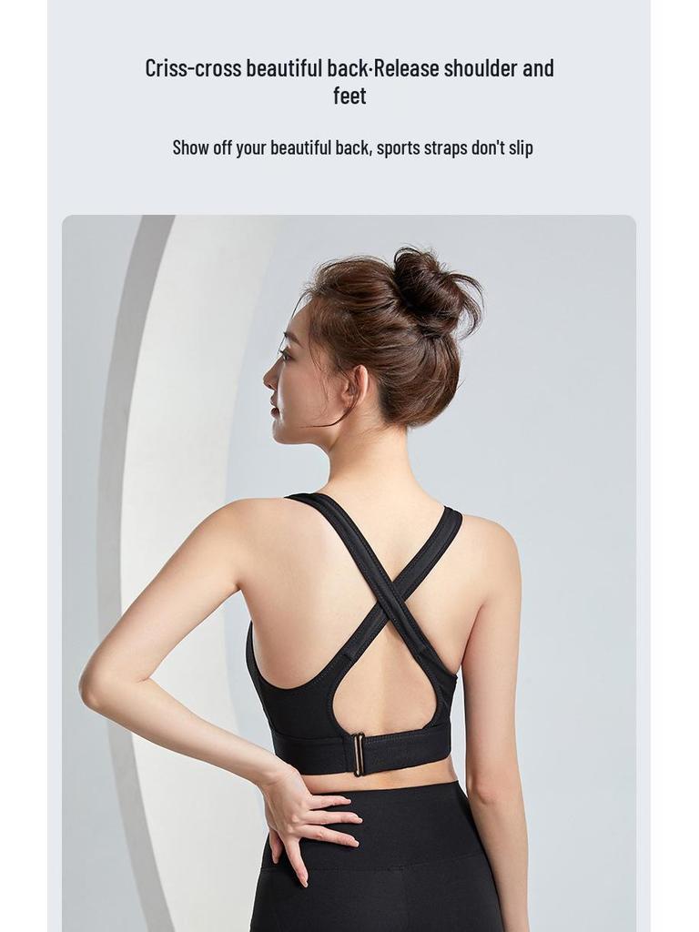 Спортивный бюстгальтер с перекрещенной спинкой на молнии – Женский бесшовный ударопрочный жилет для йоги и бега